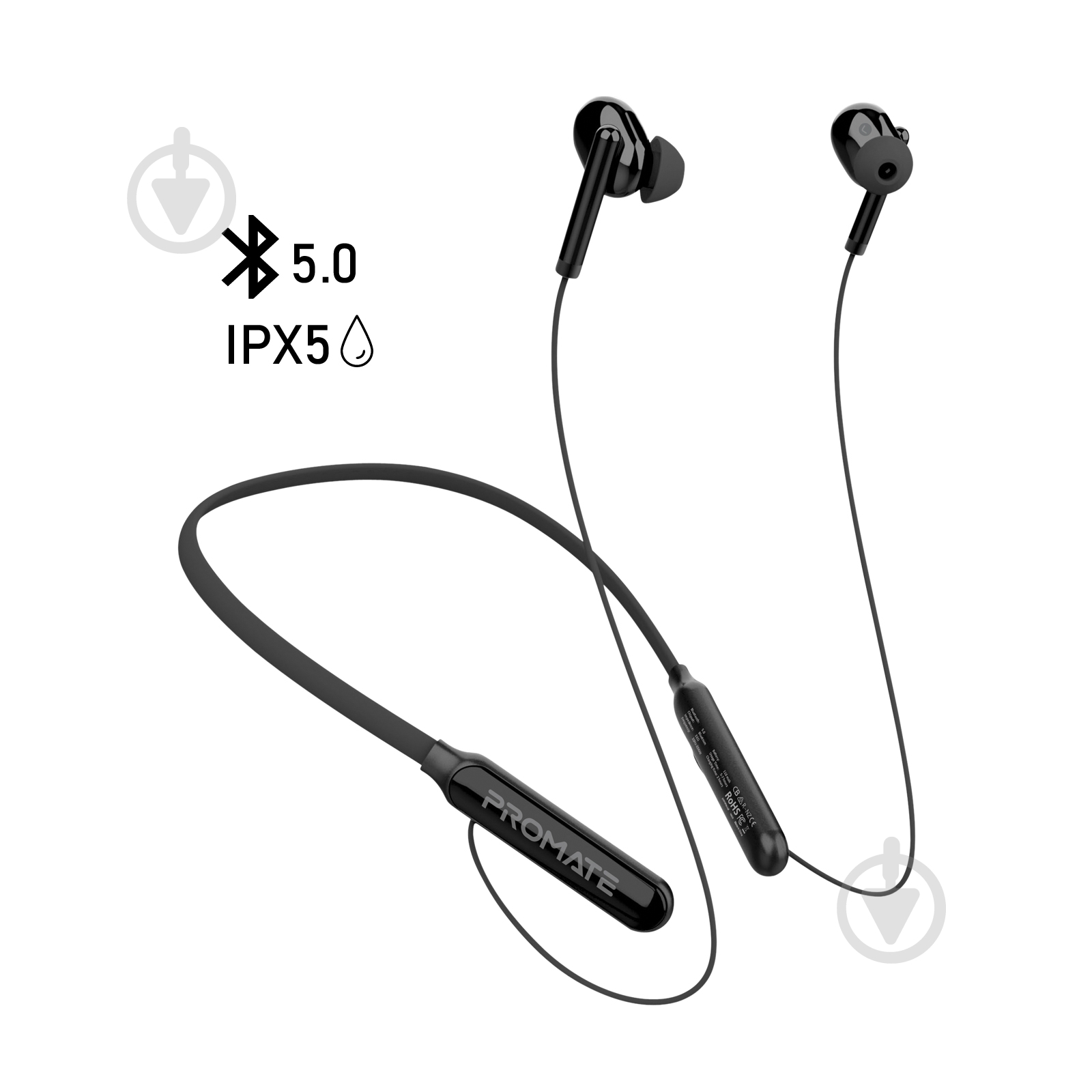 Навушники Promate Quartz Bluetooth 5 IPX5 black (quartz.black) - фото 1