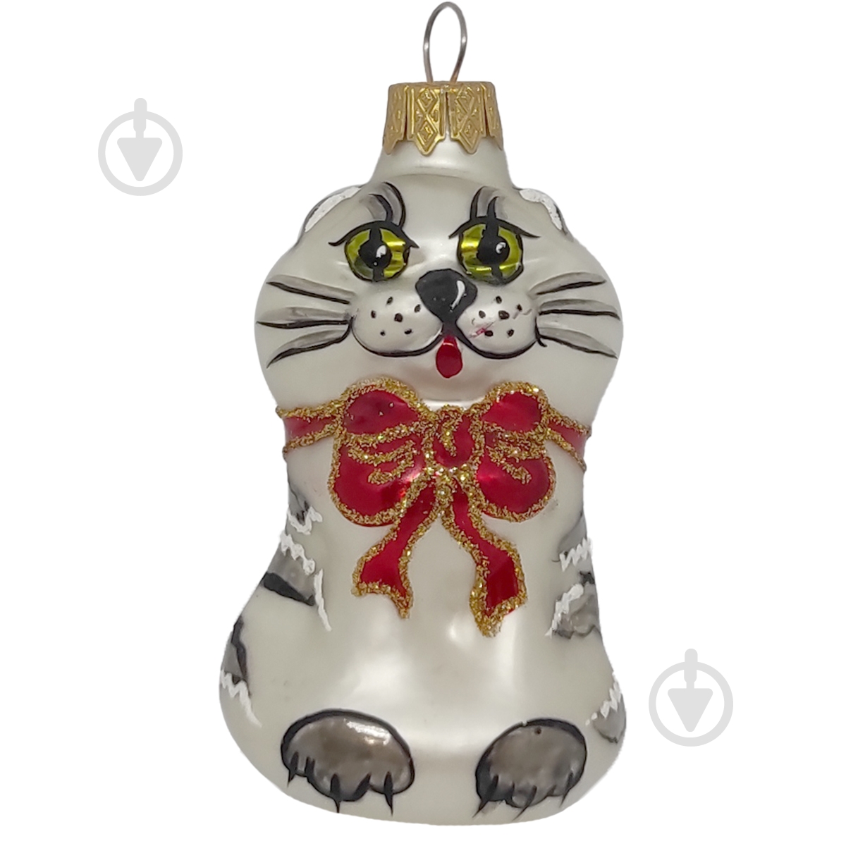 Игрушка на елку Котик с бантиком белый 2010-1 - фото 1