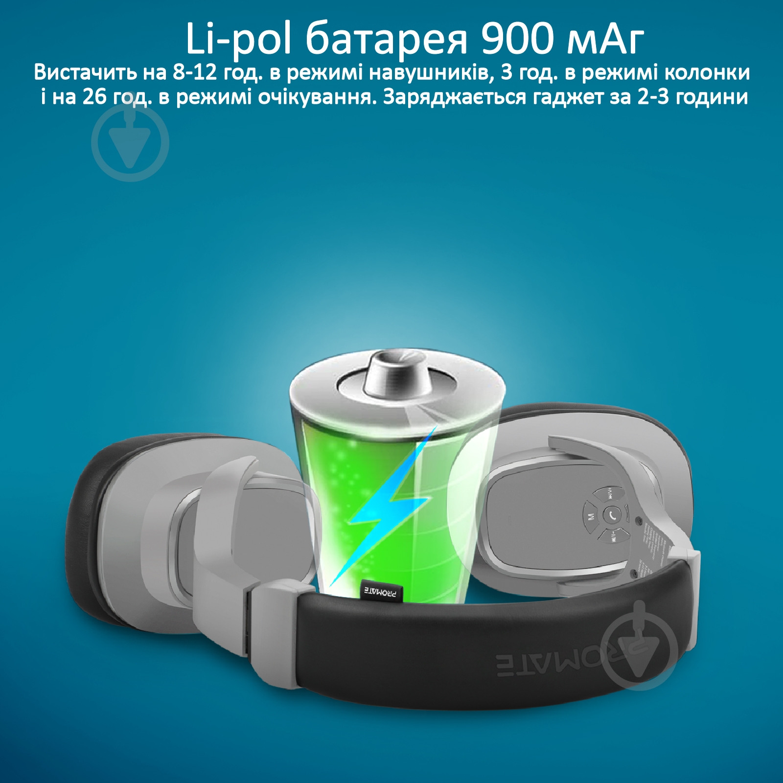 Наушники Promate Corvin Bluetooth 5 grey (corvin.grey) - фото 6 Наушники Promate Corvin Bluetooth 5 grey (corvin.grey) - фото 6
