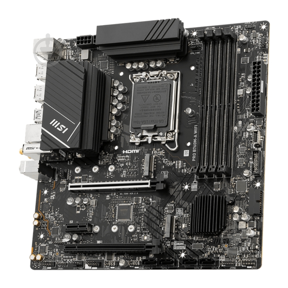 Материнська плата MSI PRO B760M-A WIFI (Socket 1700, Intel B760, micro ATX) - фото 3 Материнська плата MSI PRO B760M-A WIFI (Socket 1700, Intel B760, micro ATX) - фото 3