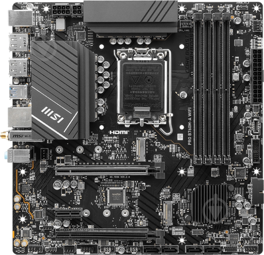 Материнська плата MSI PRO B760M-A WIFI (Socket 1700, Intel B760, micro ATX) - фото 1 Материнська плата MSI PRO B760M-A WIFI (Socket 1700, Intel B760, micro ATX) - фото 1