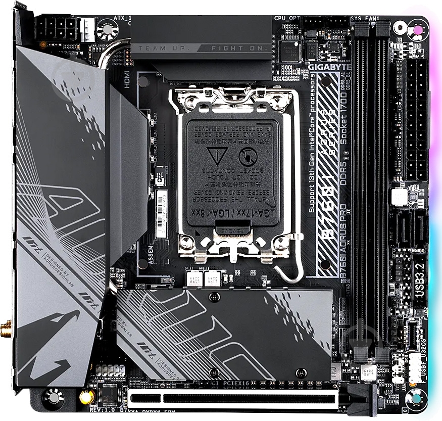 Материнська плата Gigabyte B760I AORUS PRO (Socket 1700, Intel B760, mini ITX) - фото 1