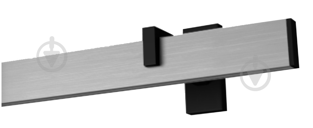 Комплект карниза Quadrum одинарный 15/300 см черный/сталь профиль с черными крючками - фото 1