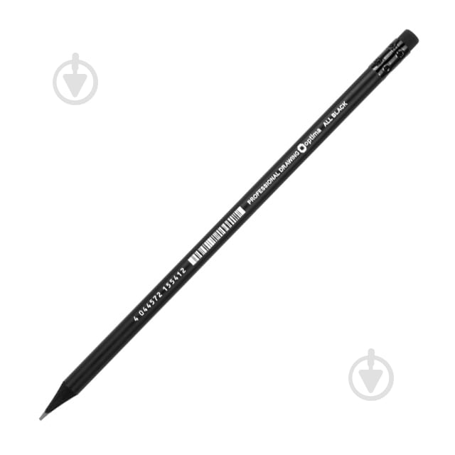 Набор карандашей 12 шт. All BLACK HB с резинкой Optima - фото 1