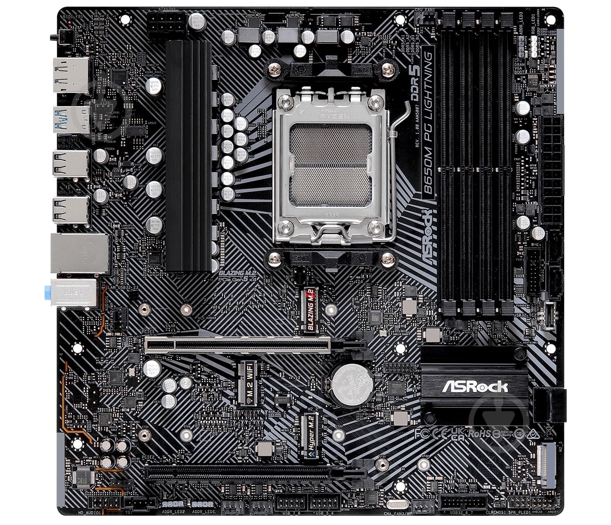 Материнская плата ASRock B650M_PG_LIGHTNING (Socket AM5, AMD B650, micro ATX) - фото 2