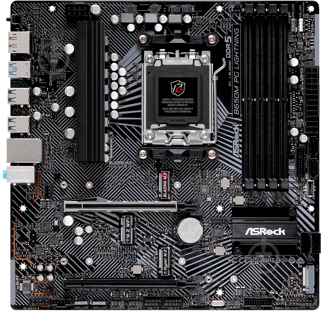 Материнская плата ASRock B650M_PG_LIGHTNING (Socket AM5, AMD B650, micro ATX) - фото 1