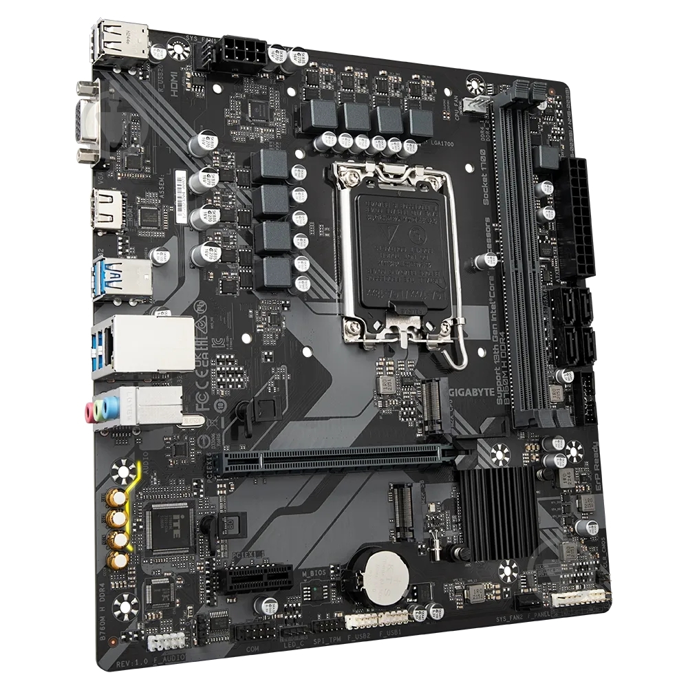 Материнская плата Gigabyte B760M H DDR4 (Socket 1700, Intel B760, micro ATX) - фото 2