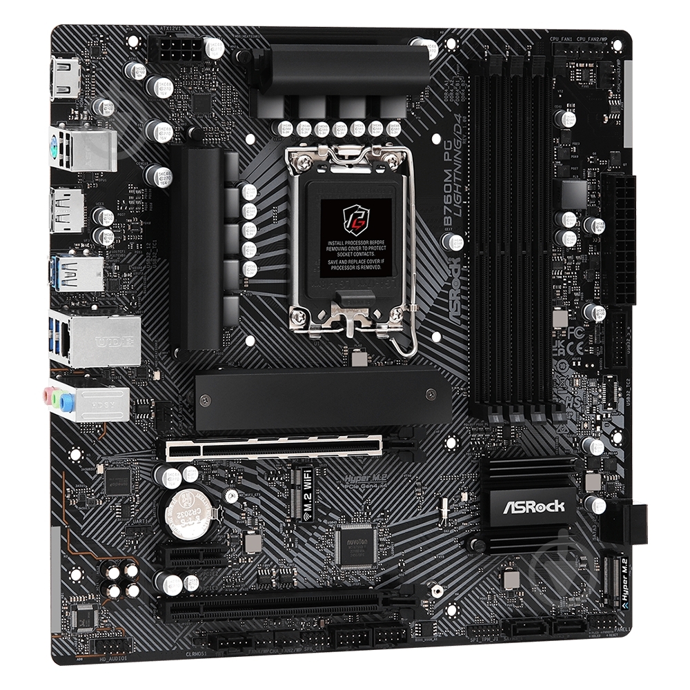 Материнська плата ASRock B760M PG LIGHTNING/D4 (Socket 1700, Intel B760, micro ATX) - фото 3 Материнська плата ASRock B760M PG LIGHTNING/D4 (Socket 1700, Intel B760, micro ATX) - фото 3