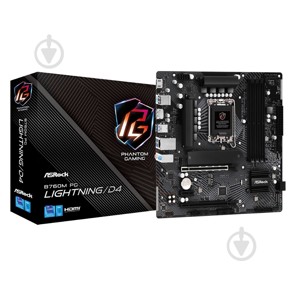 Материнська плата ASRock B760M PG LIGHTNING/D4 (Socket 1700, Intel B760, micro ATX) - фото 6 Материнська плата ASRock B760M PG LIGHTNING/D4 (Socket 1700, Intel B760, micro ATX) - фото 6