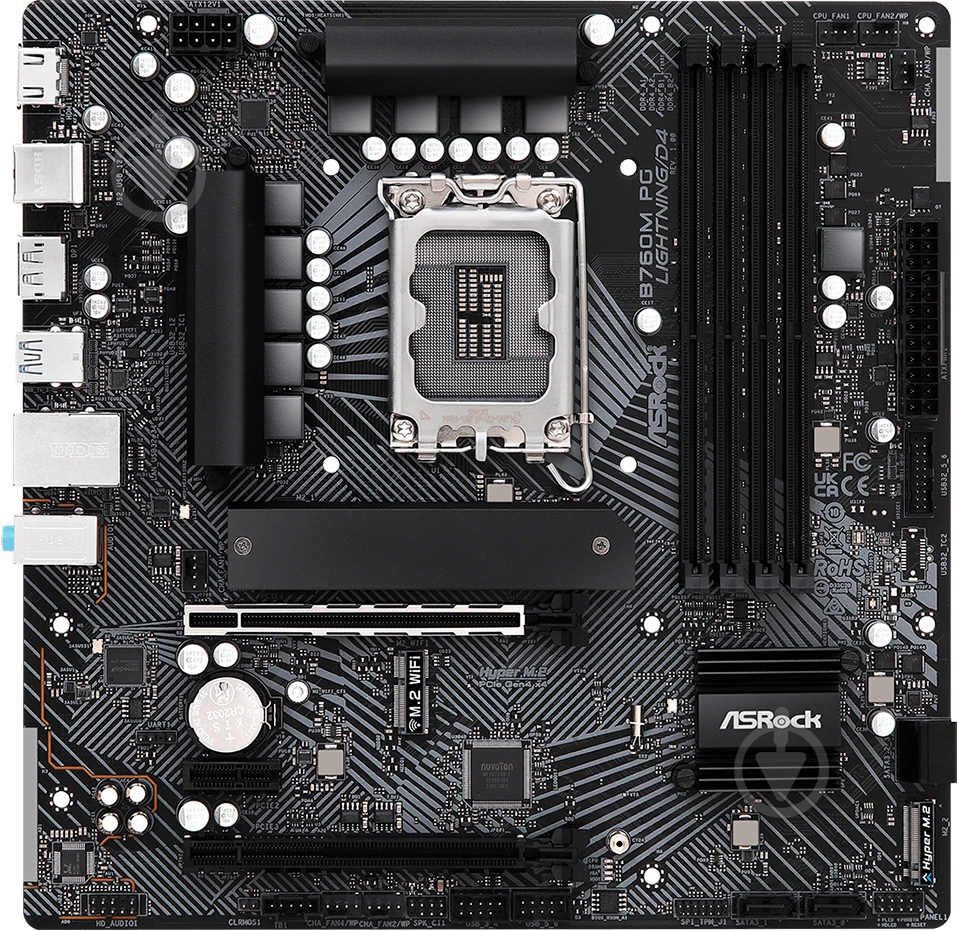 Материнська плата ASRock B760M PG LIGHTNING/D4 (Socket 1700, Intel B760, micro ATX) - фото 1 Материнська плата ASRock B760M PG LIGHTNING/D4 (Socket 1700, Intel B760, micro ATX) - фото 1