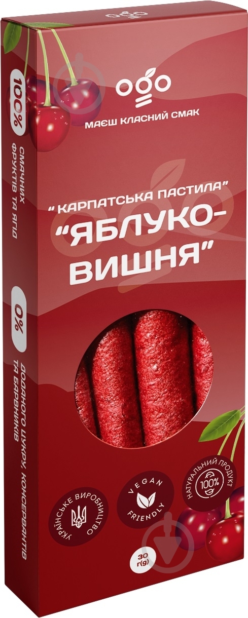 Пастила ТМ ОГО Яблоко-вишня 30г - фото 1 Пастила ТМ ОГО Яблоко-вишня 30г - фото 1