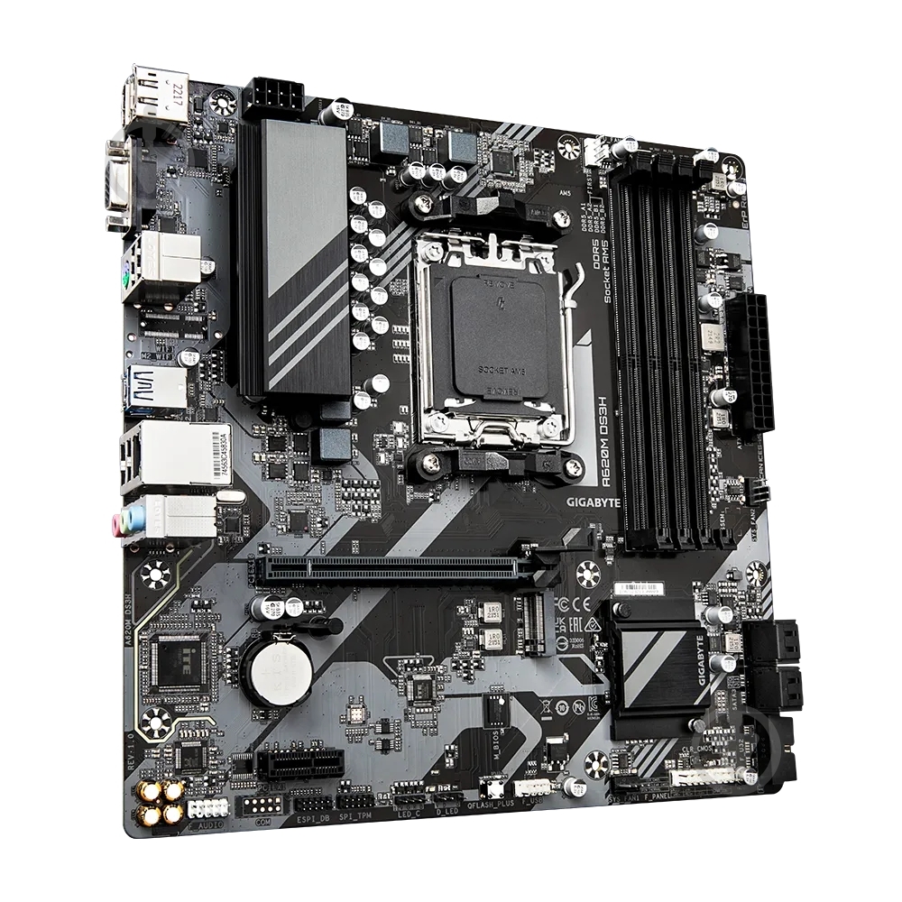 Материнская плата Gigabyte A620M DS3H (Socket AM5, AMD A620, micro ATX) - фото 2 Материнская плата Gigabyte A620M DS3H (Socket AM5, AMD A620, micro ATX) - фото 2