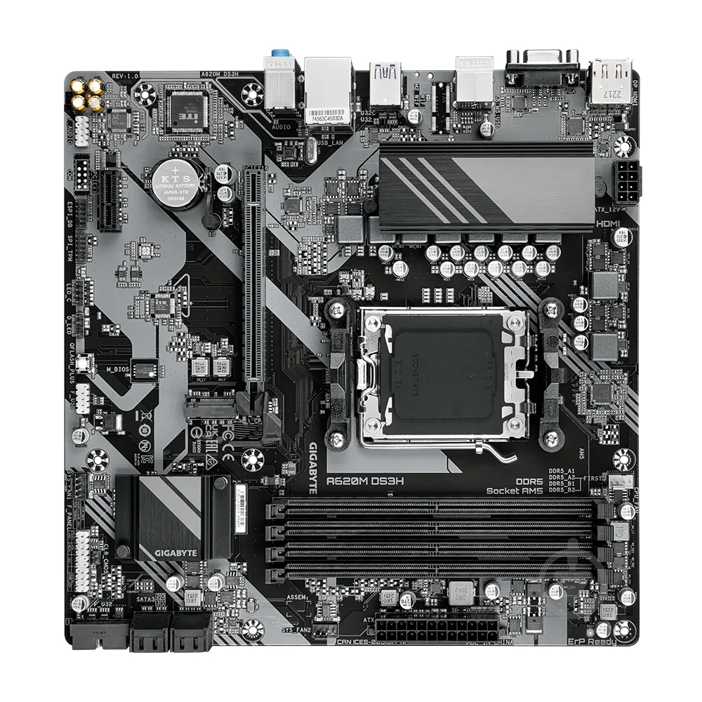 Материнская плата Gigabyte A620M DS3H (Socket AM5, AMD A620, micro ATX) - фото 3 Материнская плата Gigabyte A620M DS3H (Socket AM5, AMD A620, micro ATX) - фото 3
