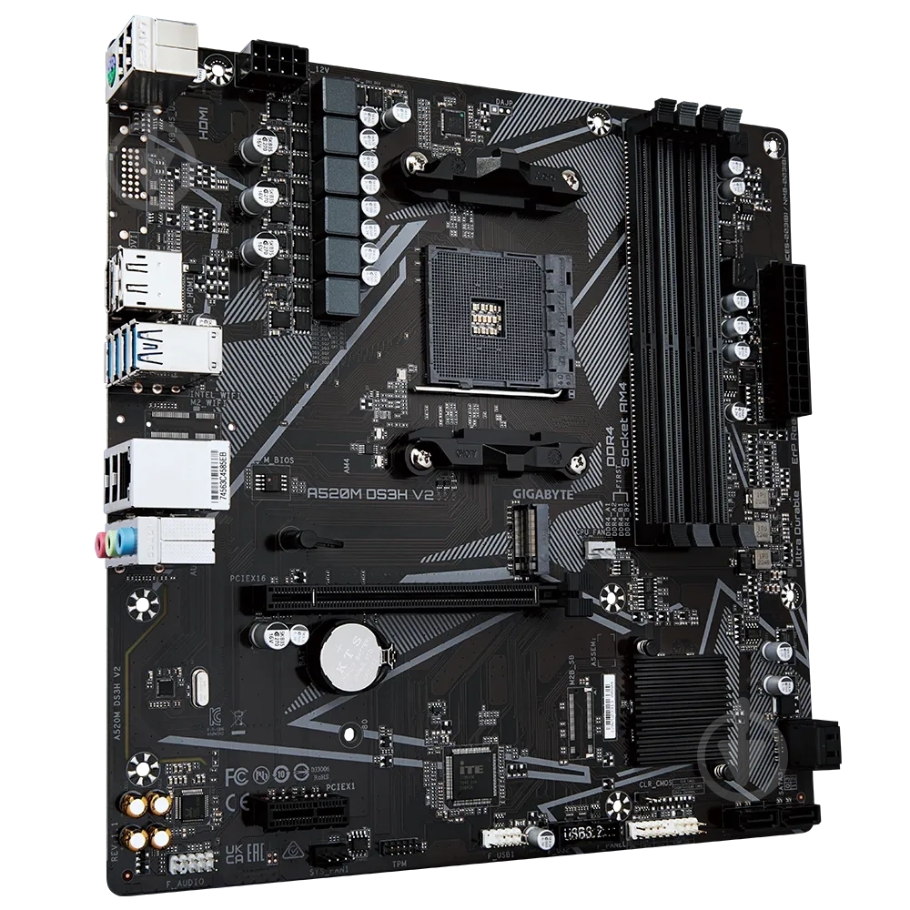 Материнская плата Gigabyte A520M DS3H V2 (Socket AM4, AMD A520, micro ATX) - фото 3 Материнская плата Gigabyte A520M DS3H V2 (Socket AM4, AMD A520, micro ATX) - фото 3
