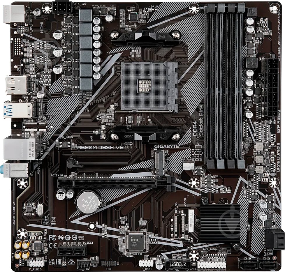 Материнская плата Gigabyte A520M DS3H V2 (Socket AM4, AMD A520, micro ATX) - фото 1 Материнская плата Gigabyte A520M DS3H V2 (Socket AM4, AMD A520, micro ATX) - фото 1