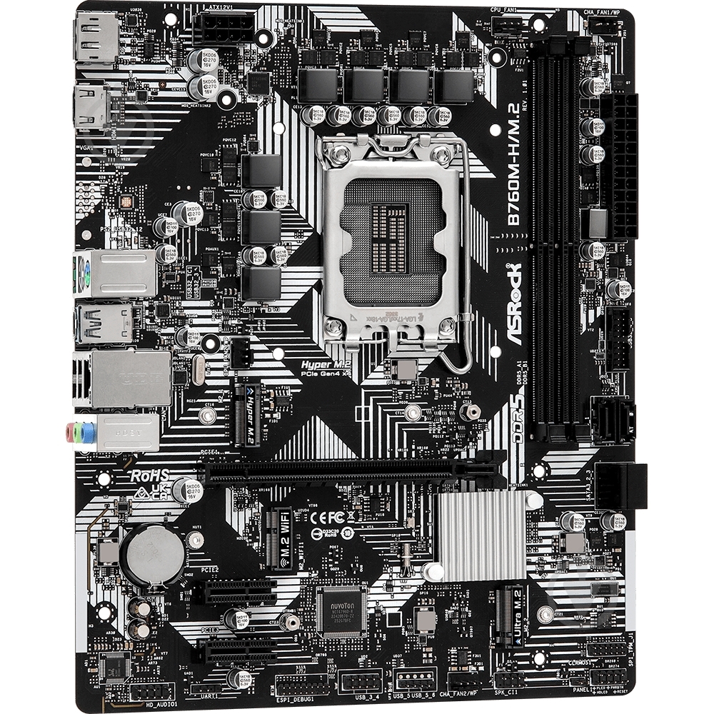 Материнская плата ASRock B760M-H/M.2 (Socket 1700, Intel B760, micro ATX) - фото 2