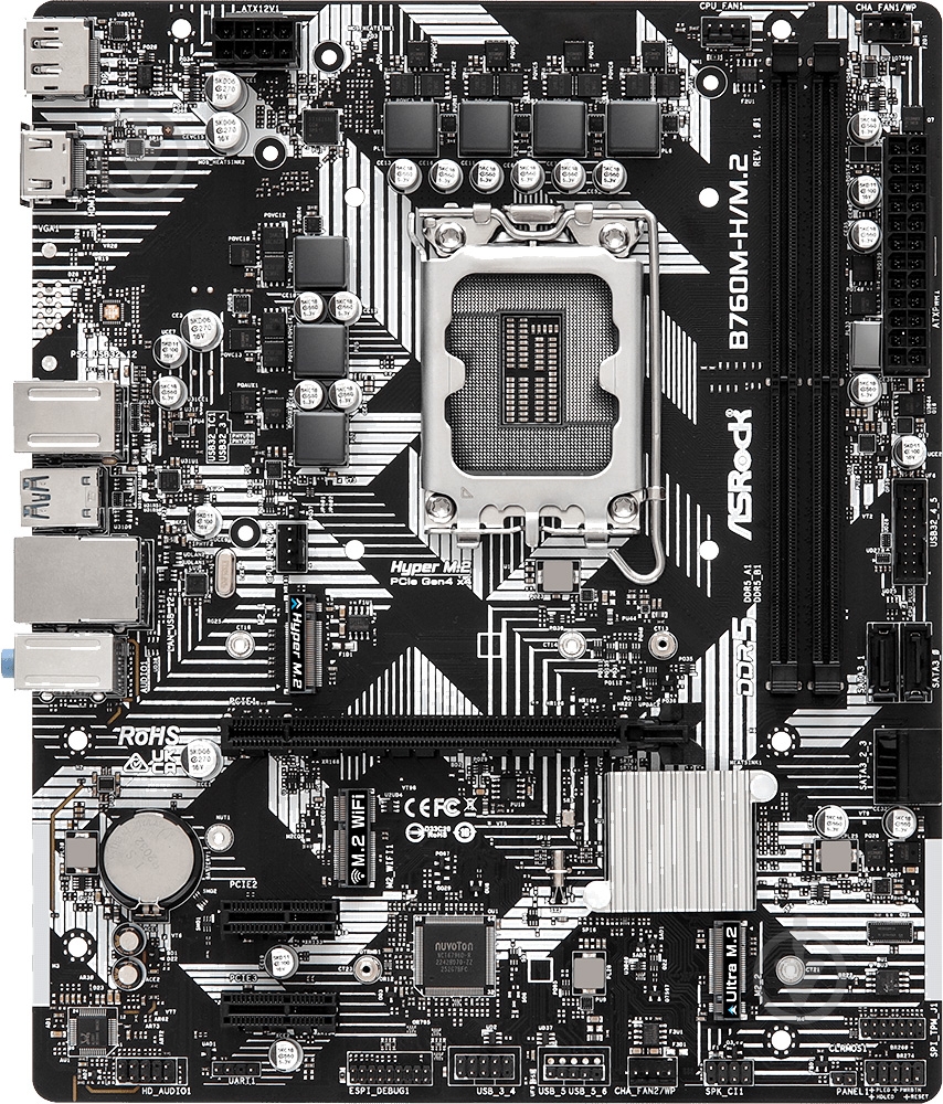 Материнская плата ASRock B760M-H/M.2 (Socket 1700, Intel B760, micro ATX) - фото 1