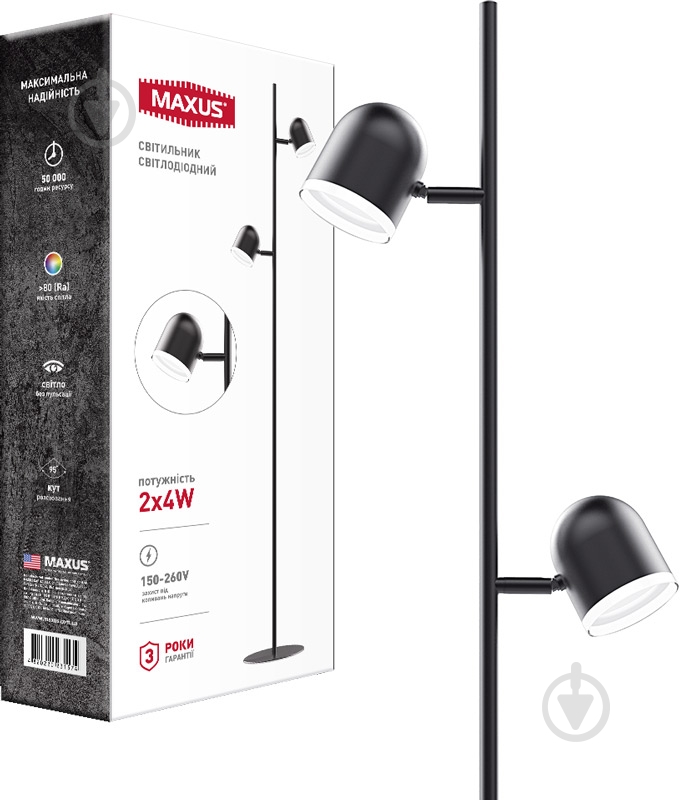 ВИТРИНА! Торшер Maxus Spot Light MSL-01F LED 4 Вт черный - фото 2
