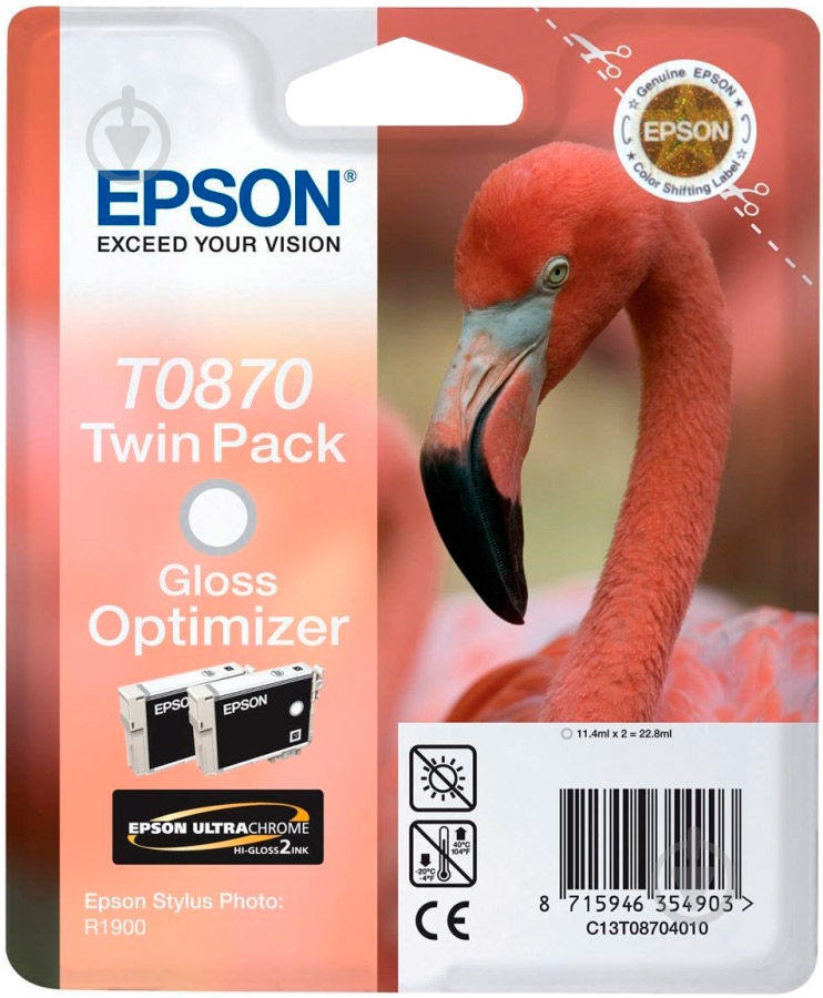 Набор картриджей Epson  T0870 Gloss Optimizer double C13T08704010 прозрачный глянец C13T08704010 - фото 1