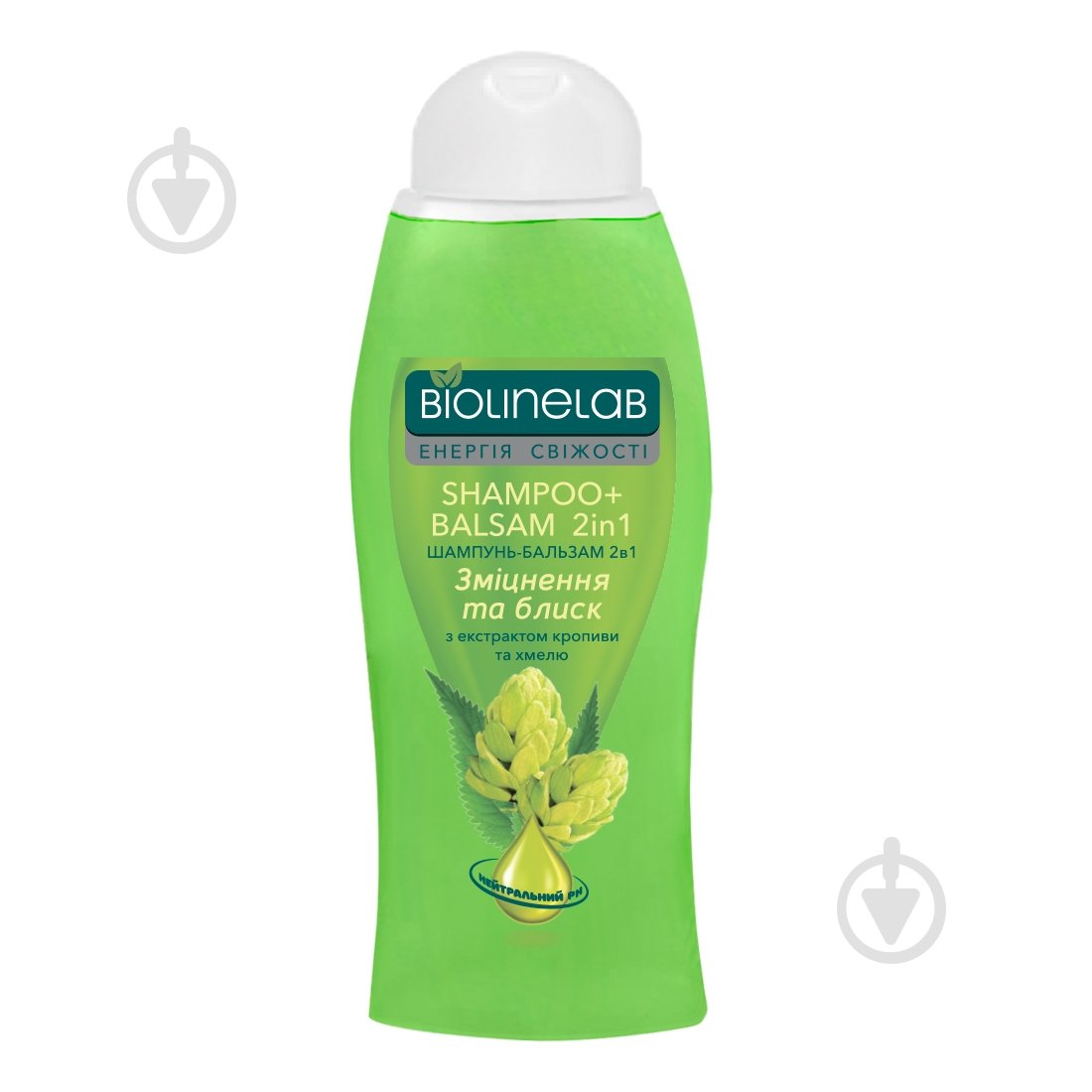 Шампунь 2 в 1 BIOLINELAB С экстрактами крапивы и хмеля 400 мл - фото 1