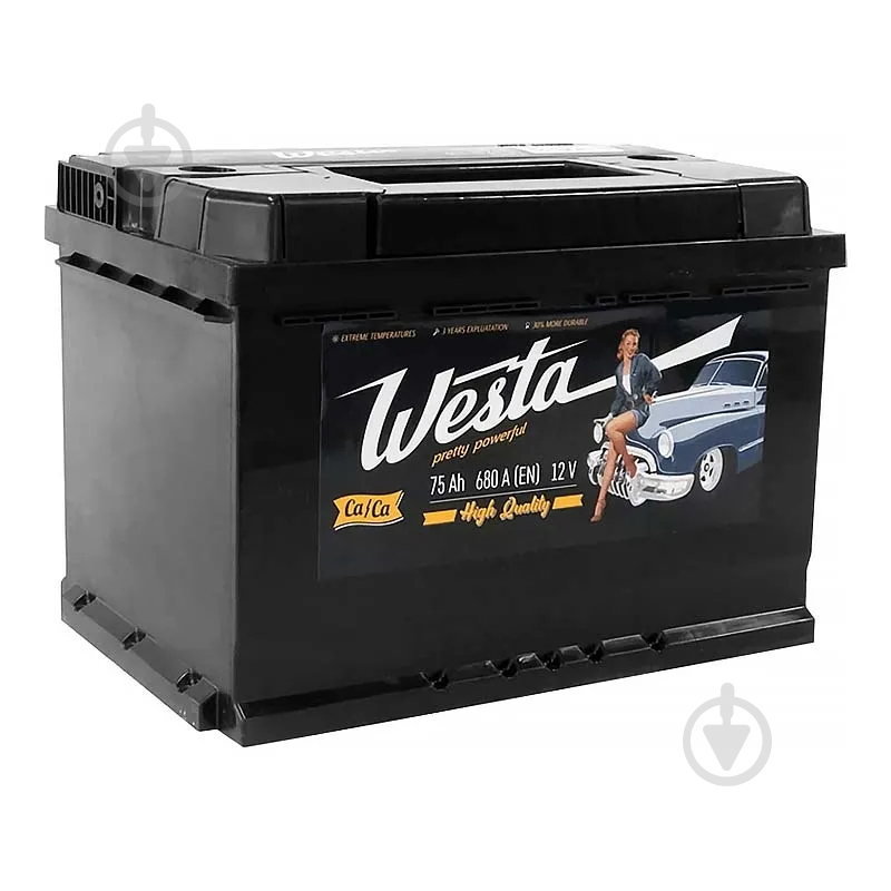 Аккумулятор автомобильный Westa Pretty Powerful 75Ah 680A 12V «+» слева (WPP751) - фото 1