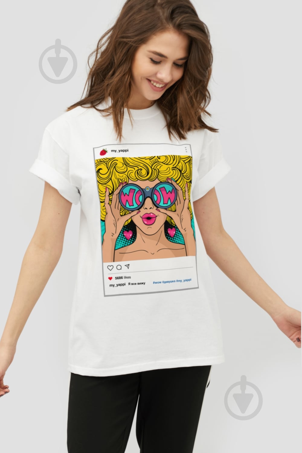 Футболка YAPPI Oversize WW3040 р.M белый - фото 1 Футболка YAPPI Oversize WW3040 р.M белый - фото 1