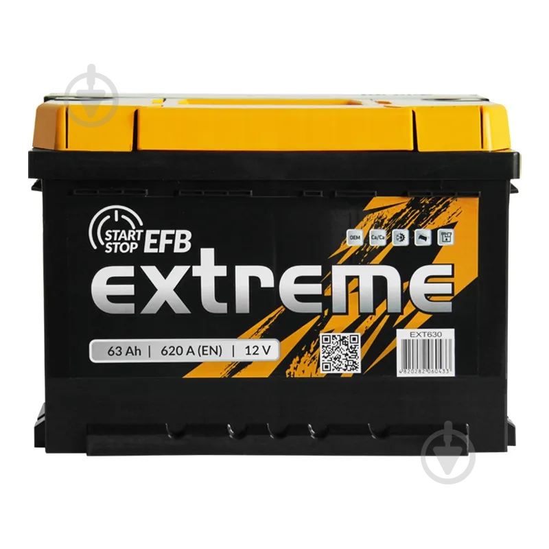 Аккумулятор автомобильный Extreme EFB 63Ah 620A 12V «+» справа (EEFB630) - фото 1