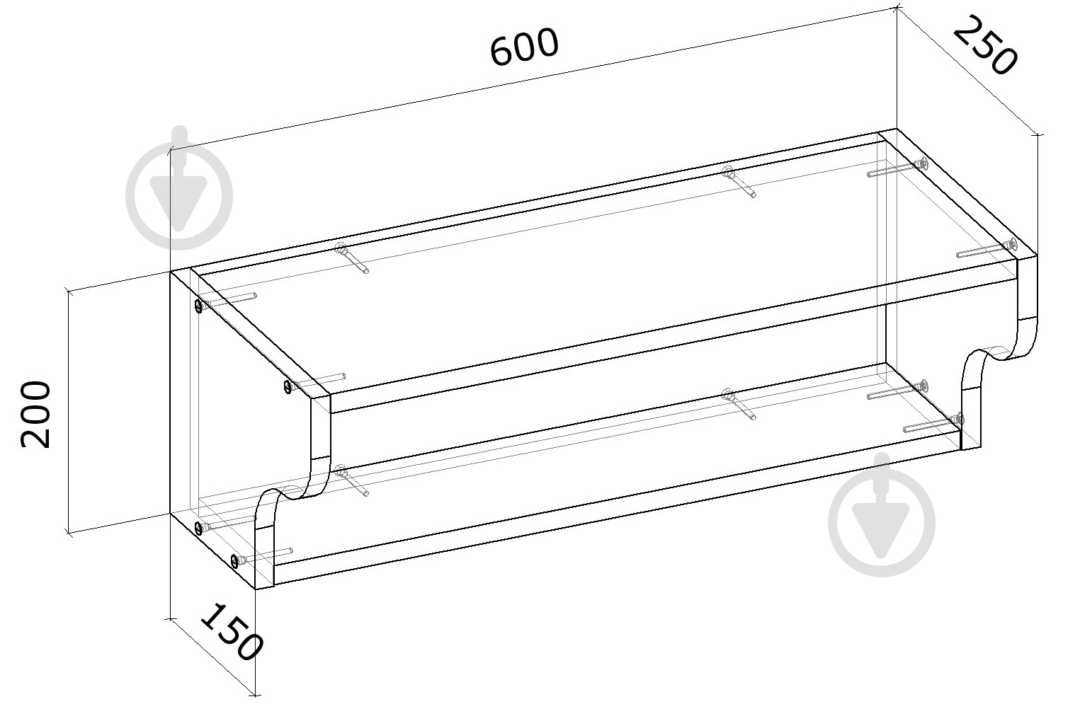 Полиця для спецій 60 см стандарт ДСП горіх лісовий - фото 2