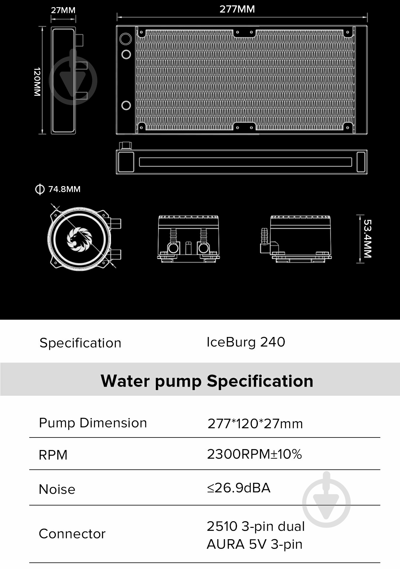 Система водного охлаждения GameMax IceBurg 240 Infinity - фото 4 Система водного охлаждения GameMax IceBurg 240 Infinity - фото 4