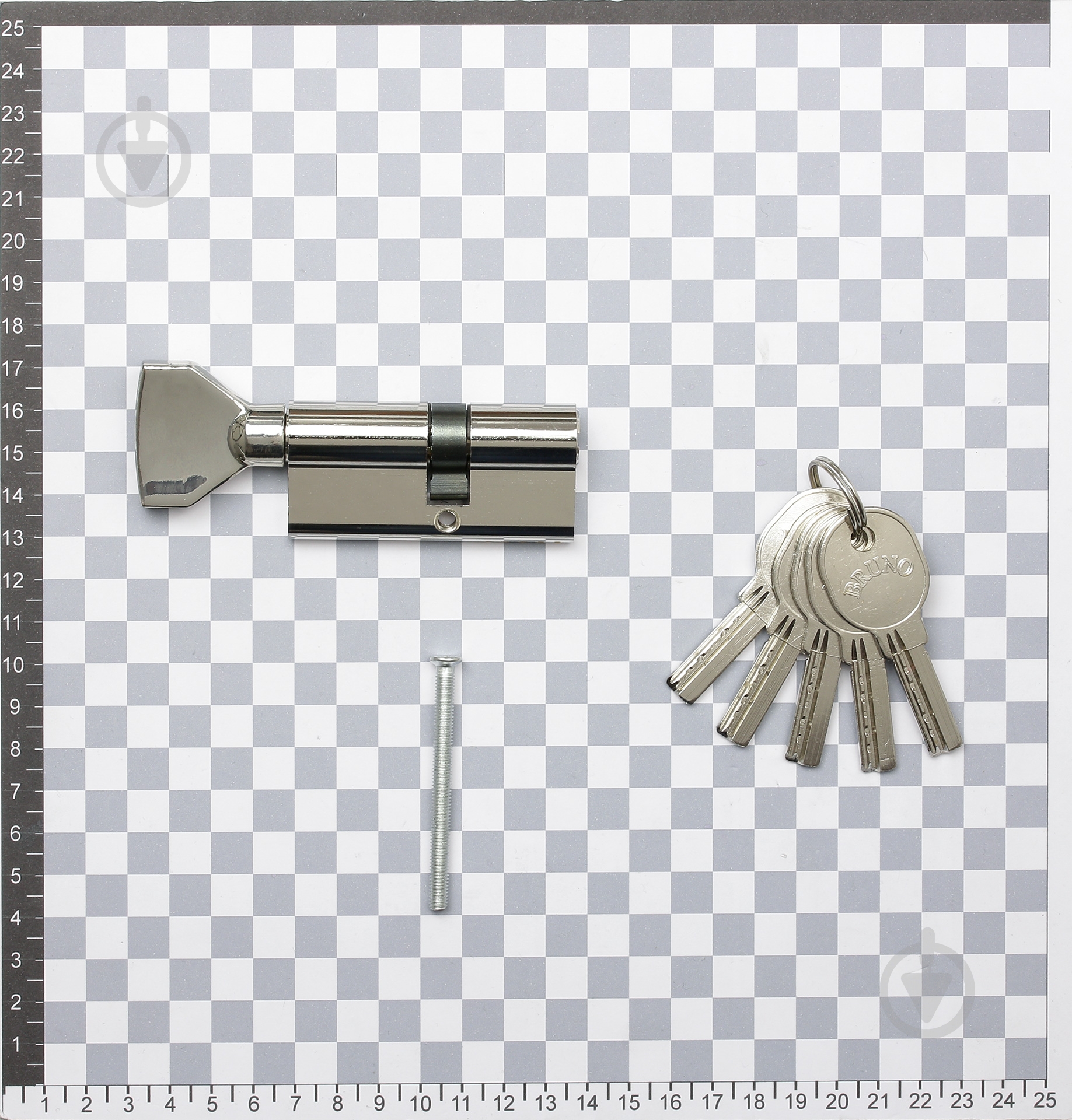 Цилиндр Bruno 30x40 ключ-вороток 68 мм никель - фото 3 Цилиндр Bruno 30x40 ключ-вороток 68 мм никель - фото 3