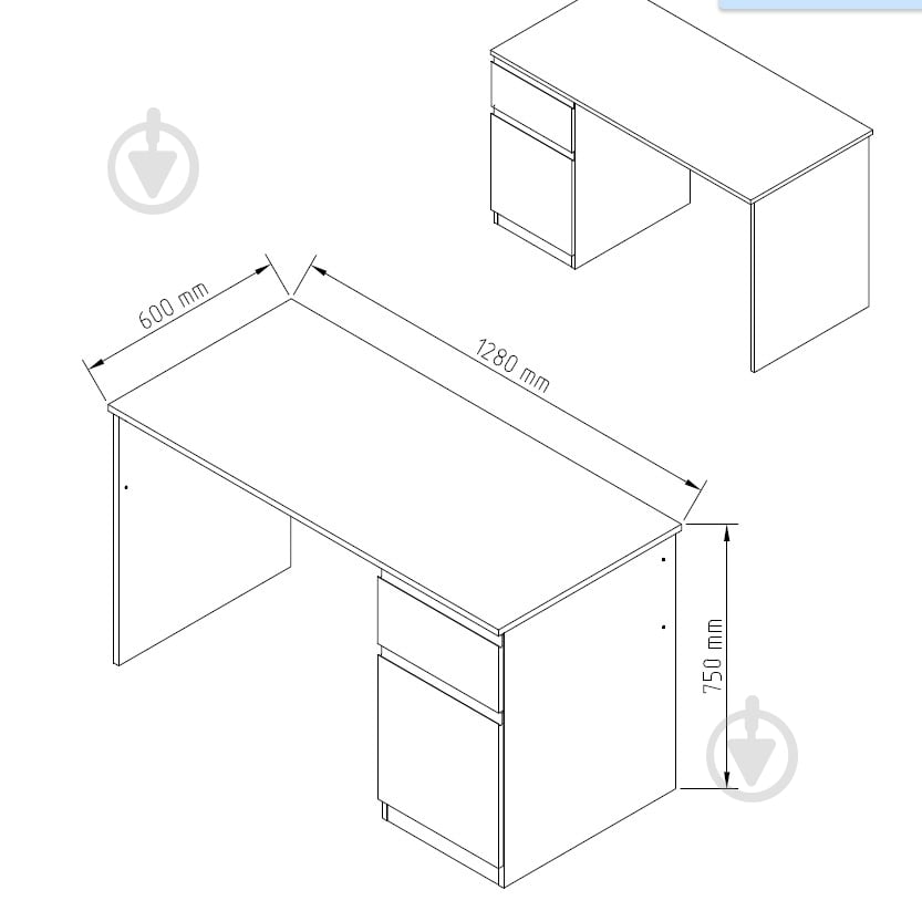 Стол письменный Світ Меблів Фрида 1Т 750х1280х600 мм тоффи/ - фото 3