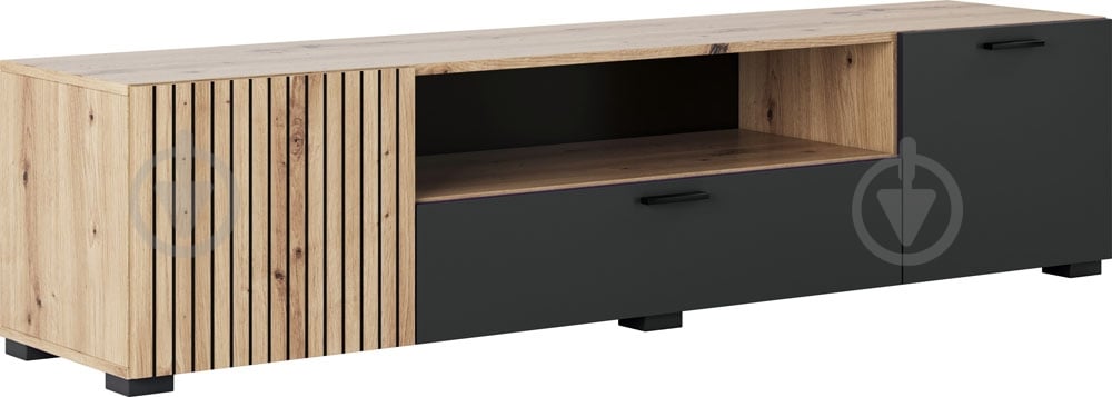 Тумба під ТВ Світ Меблів Зара 1,8 1800x425x420 мм графіт/дуб артізанграфіт - фото 1 Тумба під ТВ Світ Меблів Зара 1,8 1800x425x420 мм графіт/дуб артізанграфіт - фото 1