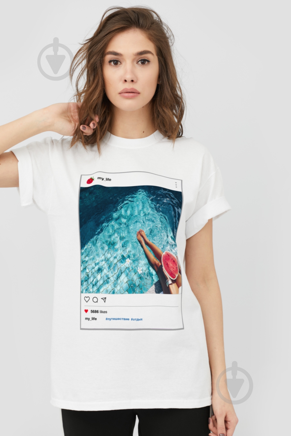Футболка YAPPI Oversize WW3036 р.M белый - фото 1