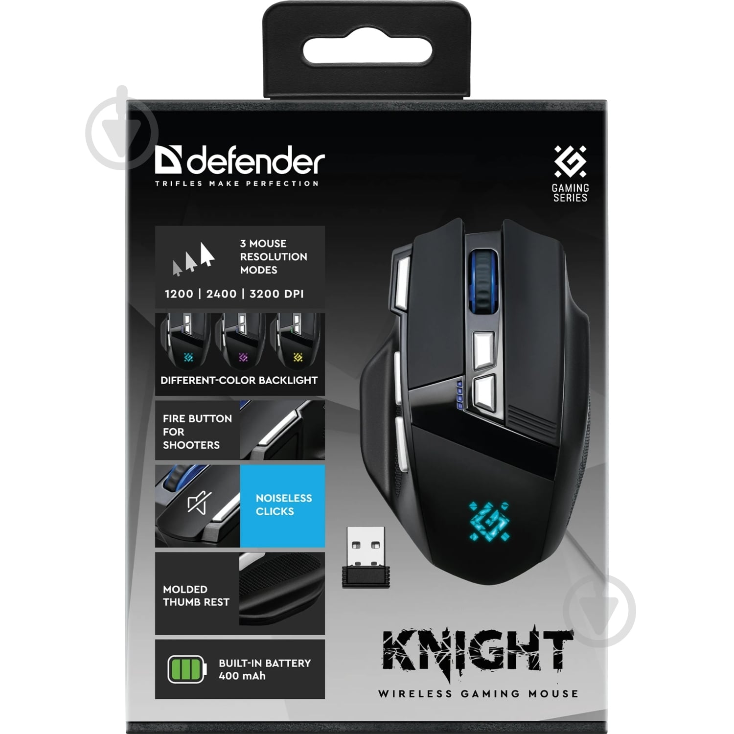 Мышка беспроводная Defender Knight GM-885 black (52885) - фото 6