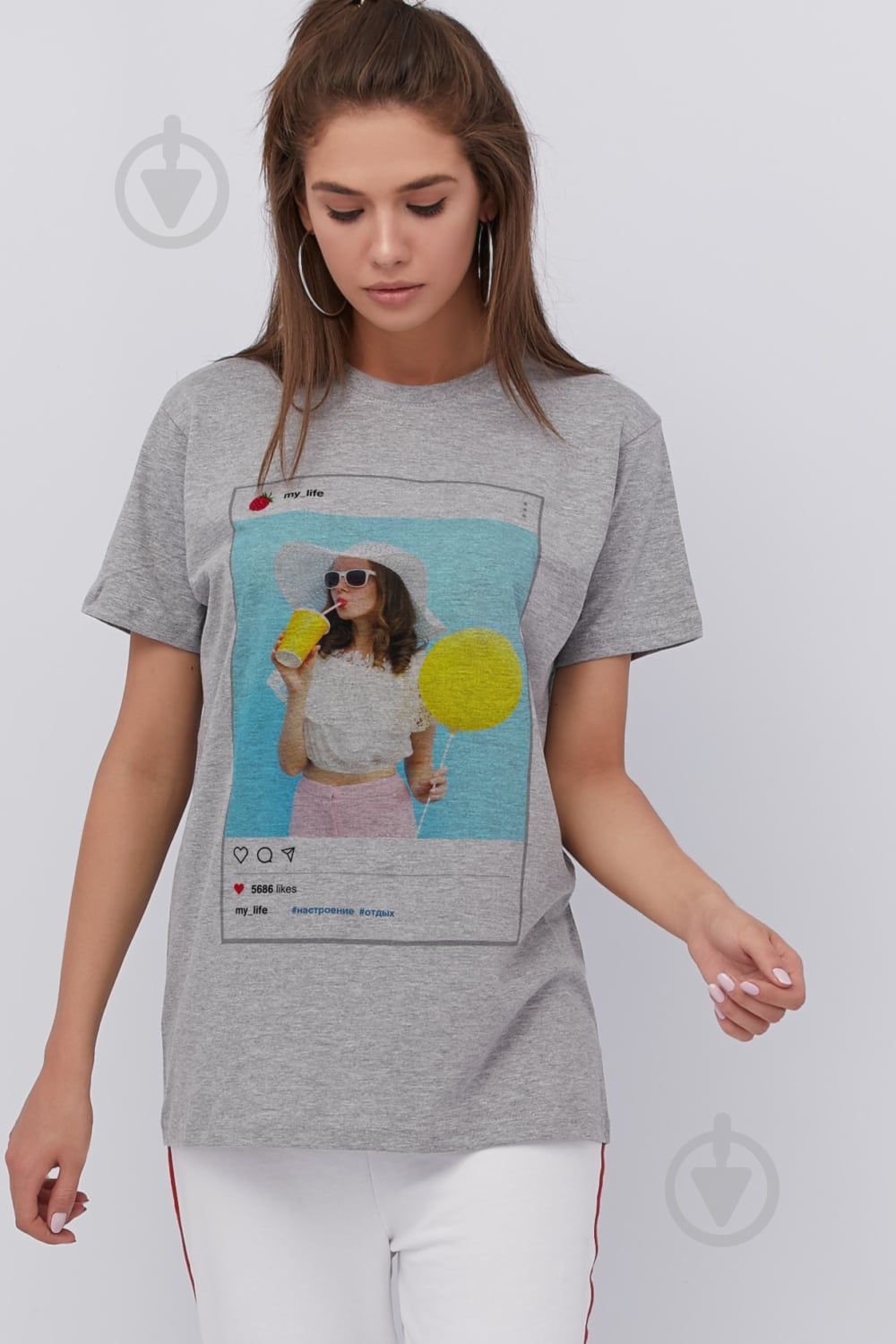 Футболка YAPPI Oversize WG3084 р.M серый - фото 1