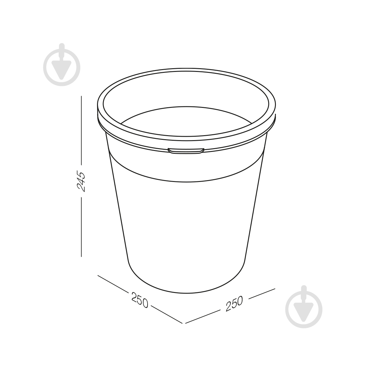 Ведро без крышки MVM 9 л серый - фото 4