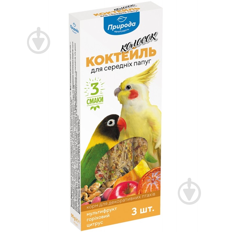 Корм Природа відчуй радість Колосок для средних попугаев (мультифрукт, орех, цитрус) 3х30 г PR240098 - фото 1