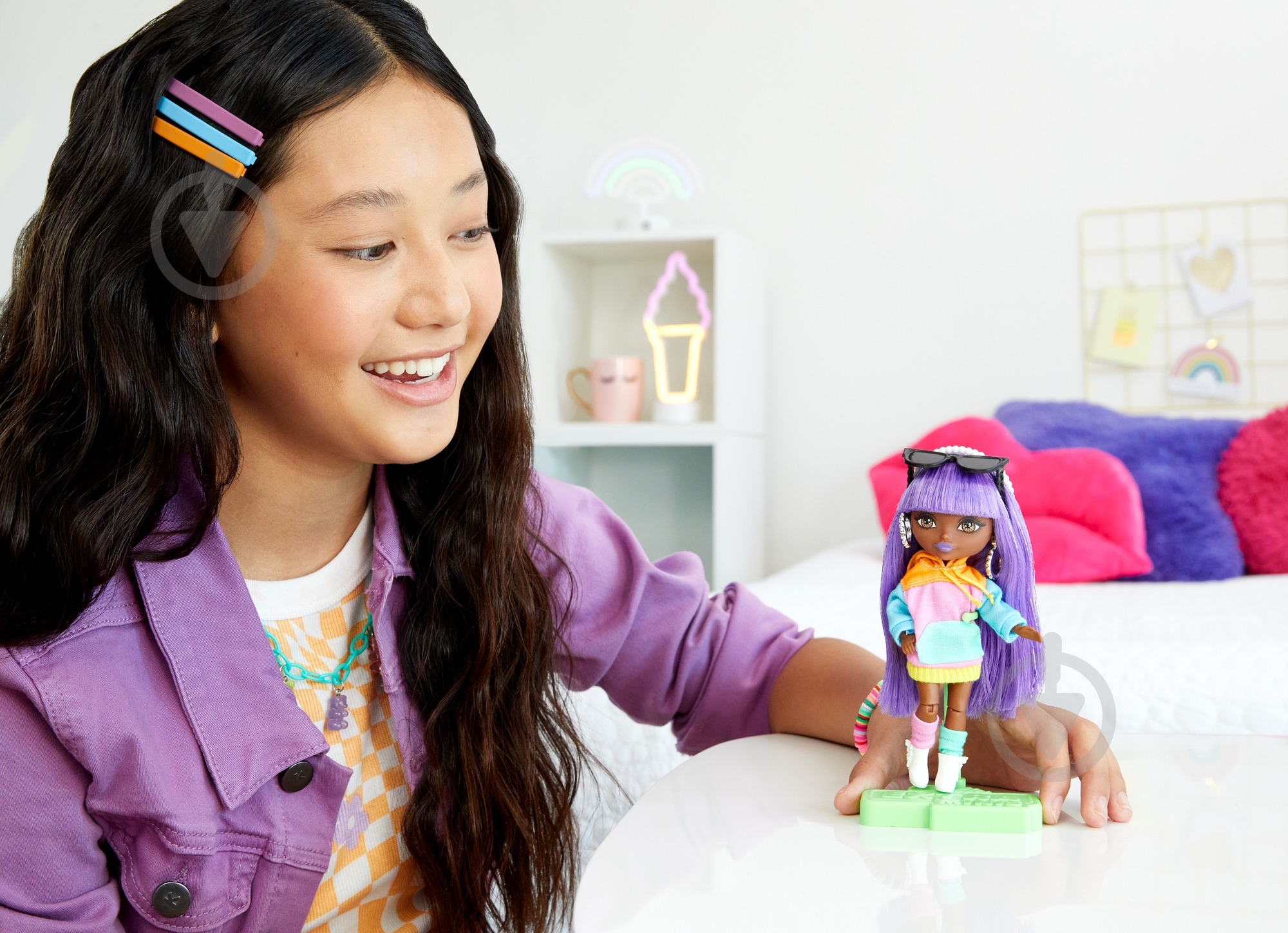 Мини-кукла Barbie "Экстра" лавандовая леди HJK66 - фото 3 Мини-кукла Barbie "Экстра" лавандовая леди HJK66 - фото 3
