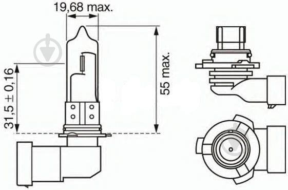 Автолампа галогенна Bosch Pure Light HB3 60 Вт 1 шт.(1987302152) - фото 6