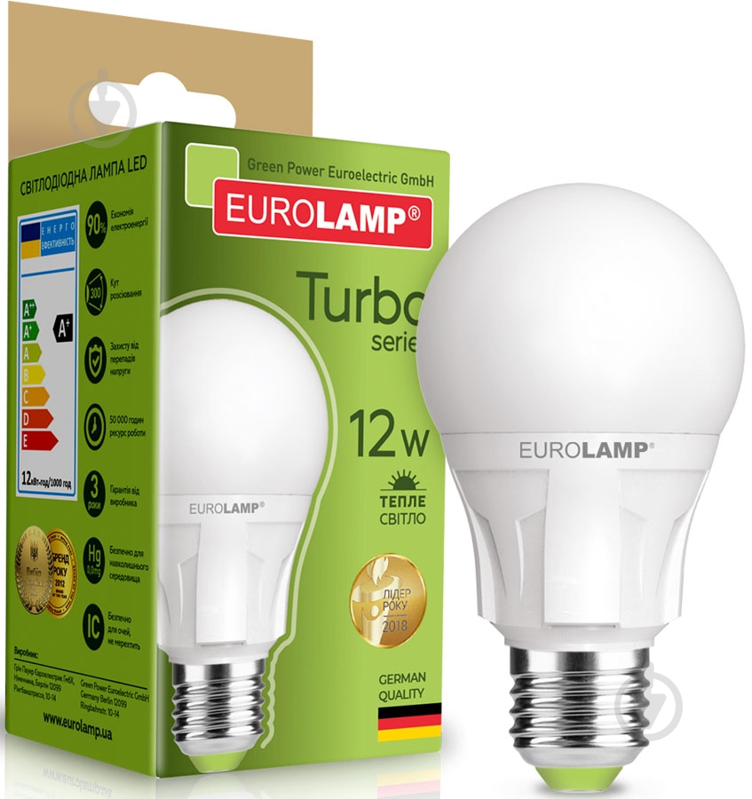 Лампа світлодіодна Eurolamp 12 Вт A60 матова E27 220 В 3000 К LED-A60-12273(turbo) - фото 2