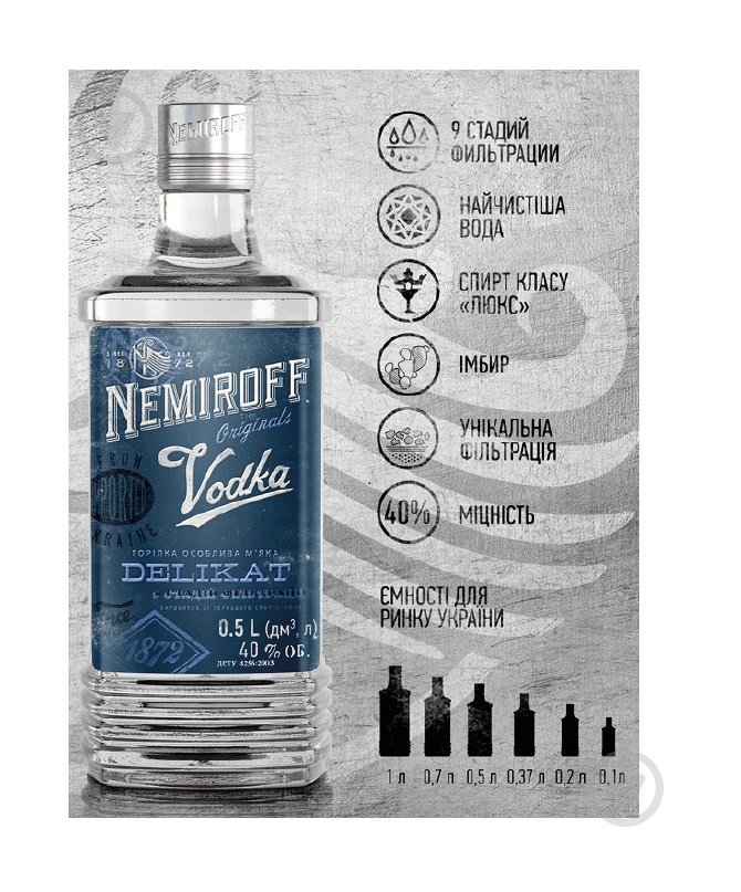 Водка Nemiroff Деликат мягкая 0,2 л - фото 2
