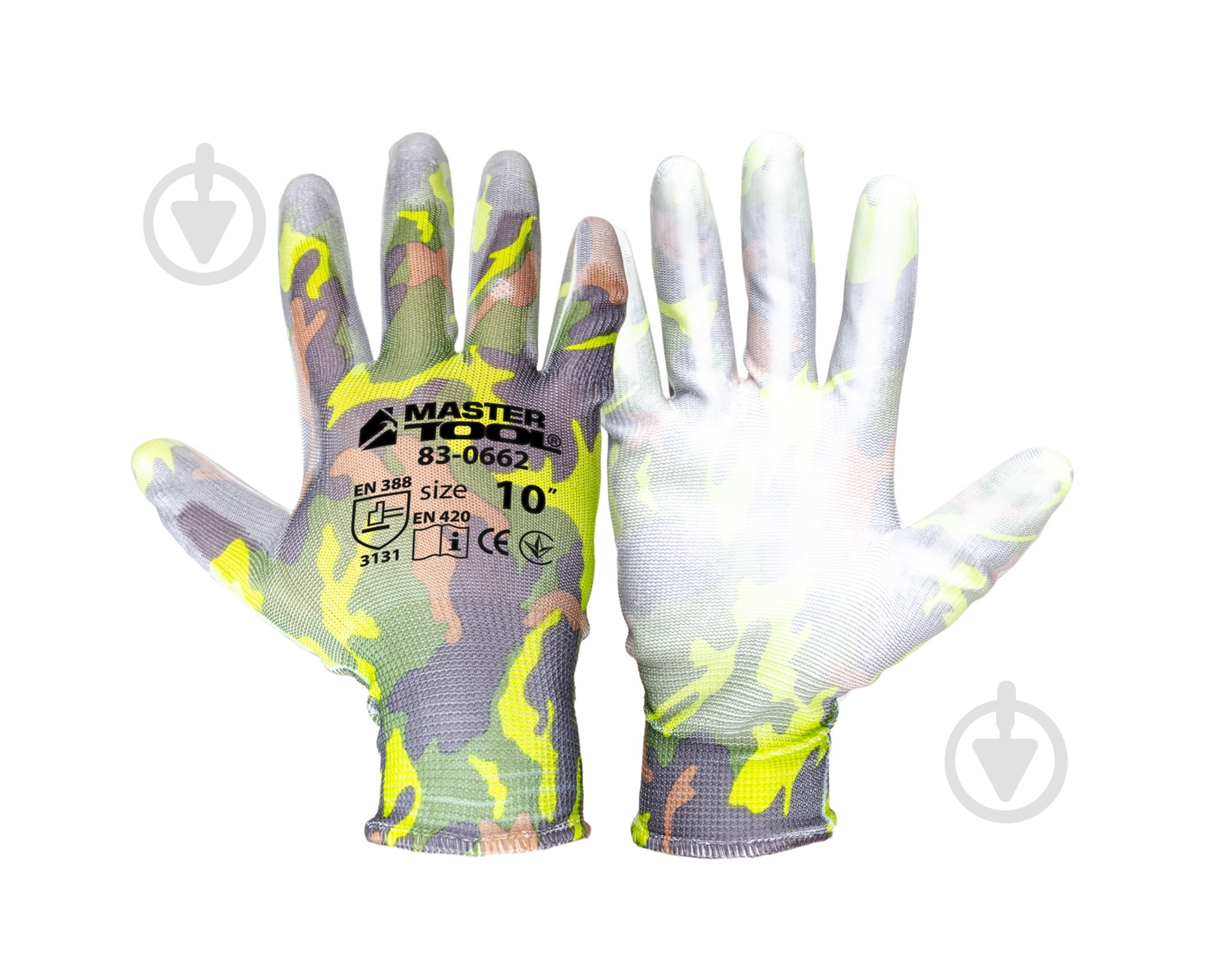 Перчатки MasterTool Камуфляж 12 пар с покрытием полиуретан XL (10) 83-0662 - фото 1