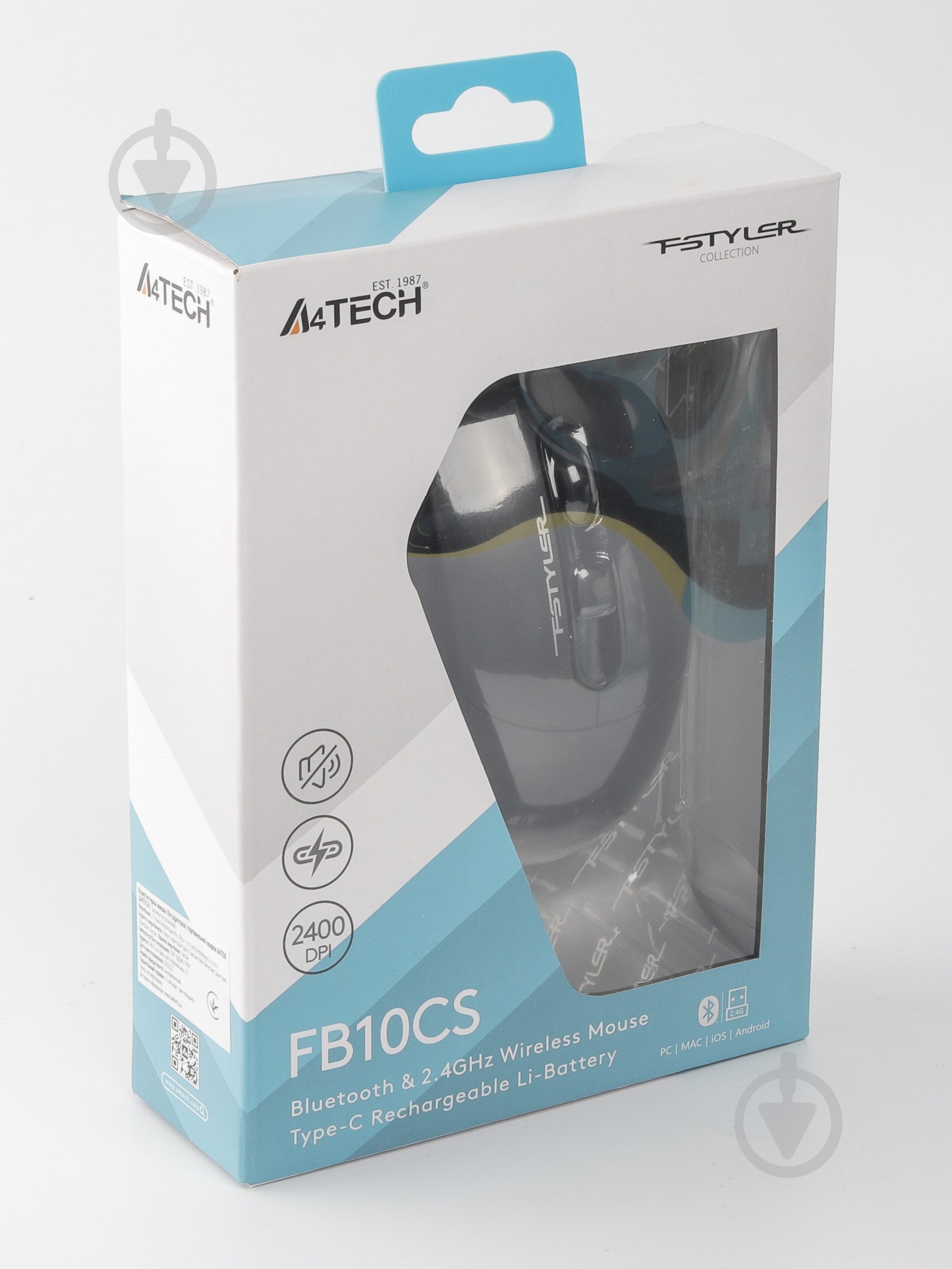 Мышка A4Tech беспроводная бесшумная Fstyler black (FB10CS (Stone Black)) - фото 7