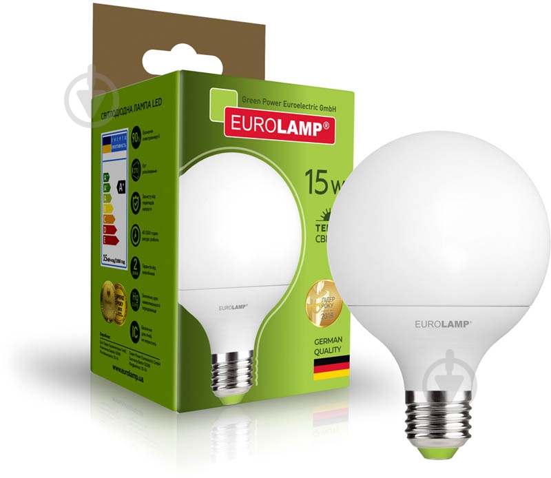 Лампа світлодіодна Eurolamp 15 Вт G95 E27 220 В 3000 К LED-G95-15272(P) - фото 2