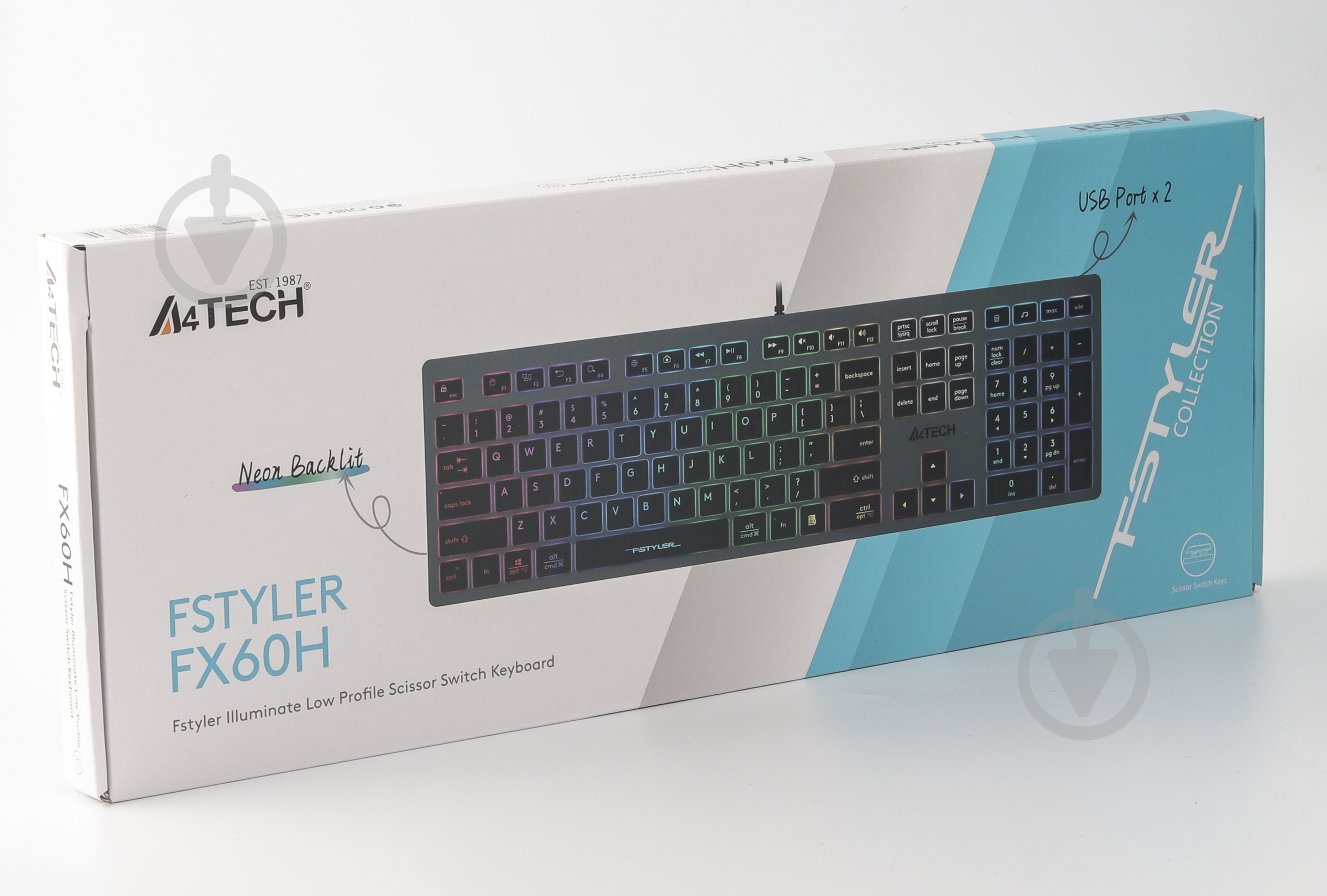 Клавиатура A4Tech (FX60H USB (Grey) Neon backlit) с ножничными переключателями Fstyler grey - фото 9