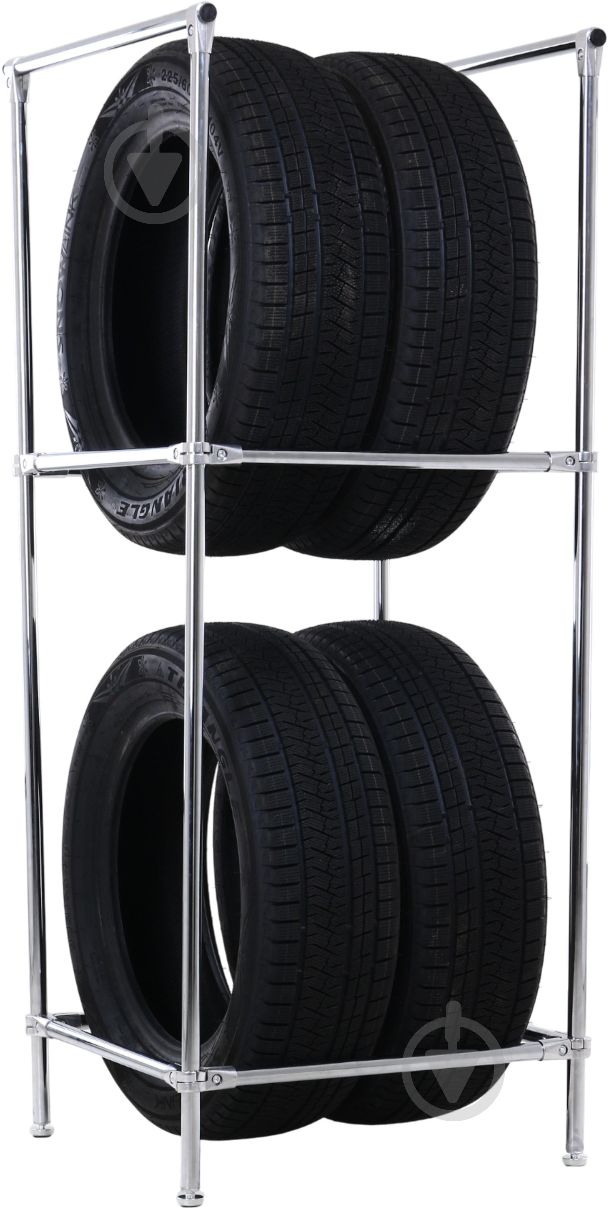 Стеллаж для хранения шин и колес 1500x550x500 мм хром металл - фото 1 Стеллаж для хранения шин и колес 1500x550x500 мм хром металл - фото 1