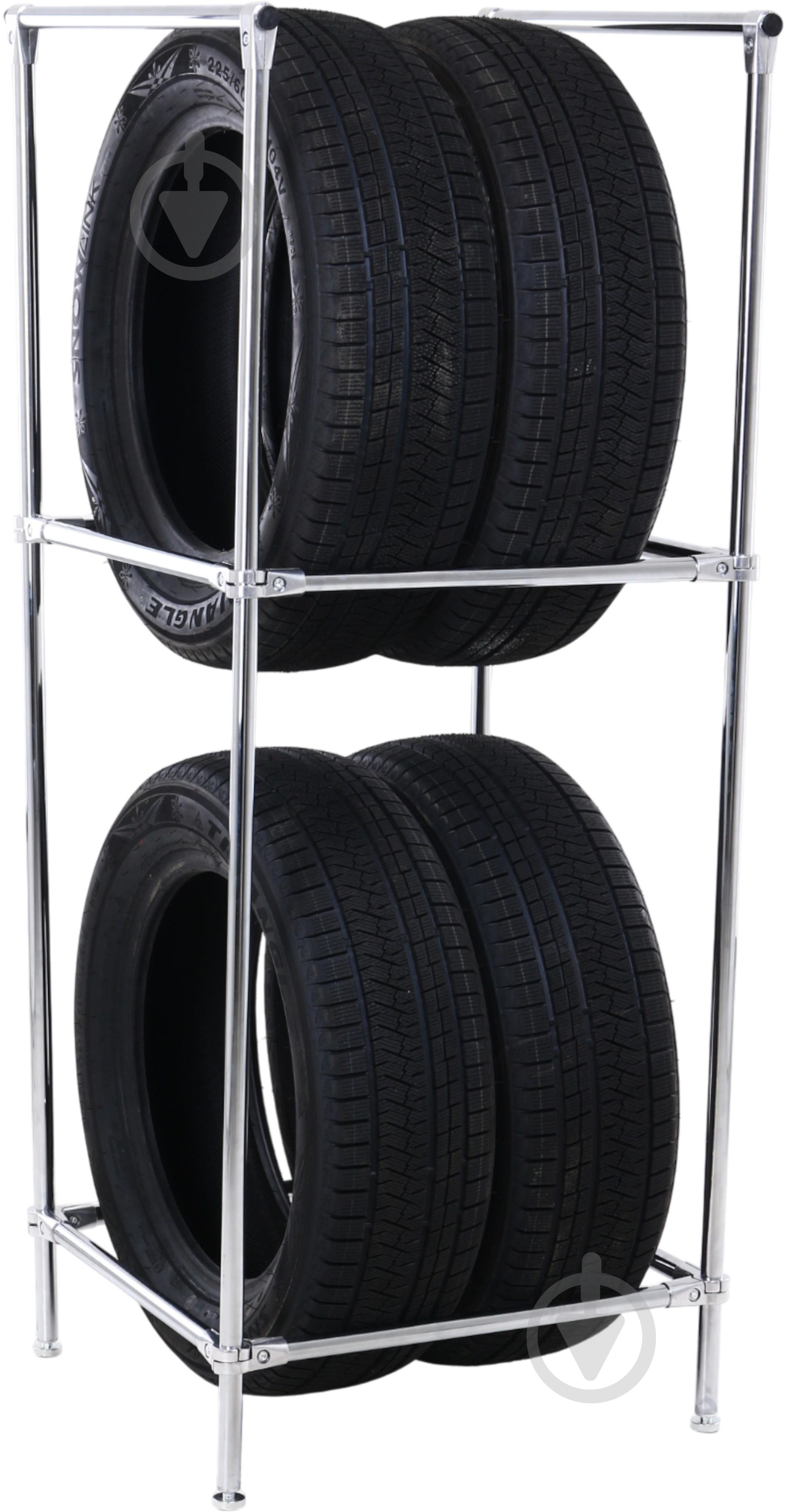 Стеллаж для хранения шин и колес 1500x550x500 мм хром металл - фото 4 Стеллаж для хранения шин и колес 1500x550x500 мм хром металл - фото 4