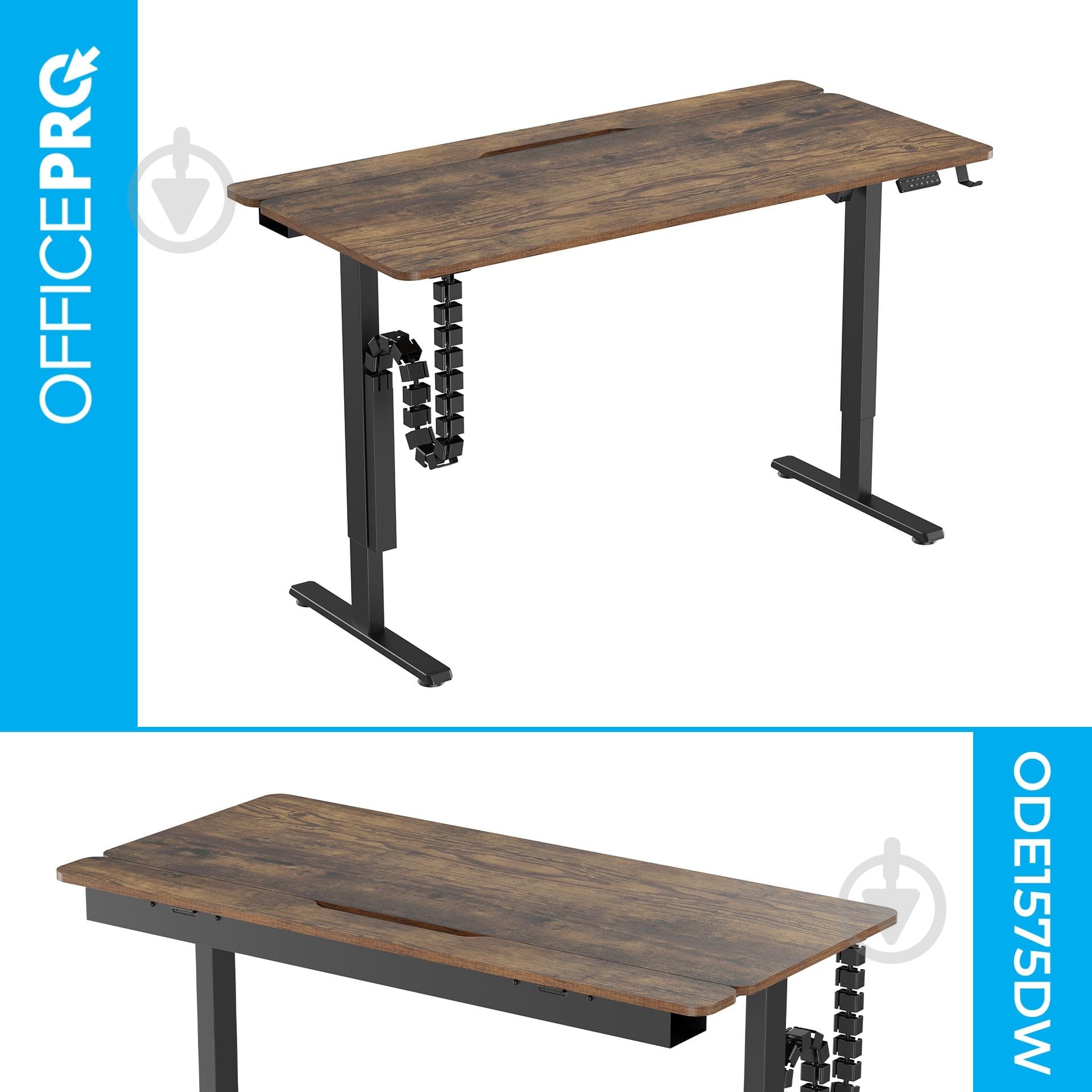 Стол компьютерный OfficePro с электрорегулировкой высоты ODE1575B 1500 x 720 мм Black - фото 3 Стол компьютерный OfficePro с электрорегулировкой высоты ODE1575B 1500 x 720 мм Black - фото 3