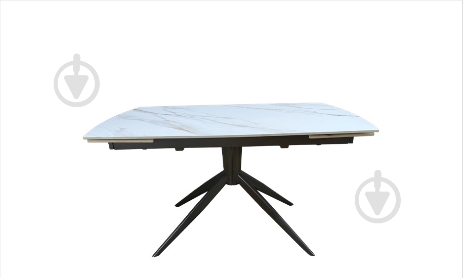 Стол обеденный Prestol Вираж 1400(2000)x900x750мм молочный/черно-серый - фото 2