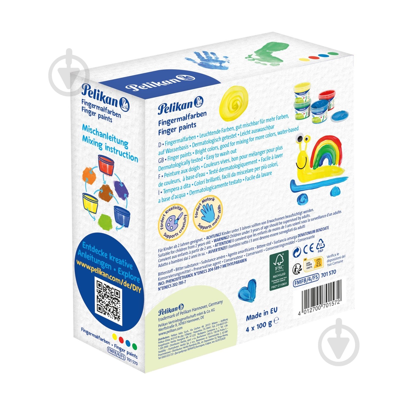 Краски пальчиковые Basic 4х100 г базовые цвета Pelikan - фото 3